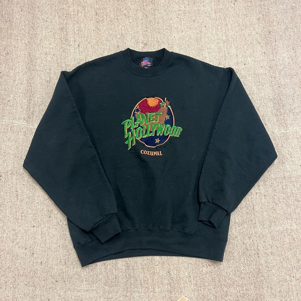 Vintage Planet Hollywood‎ Sweatshirt Mens Large Black 1990s Cozumel Mexico